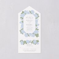 Vintage Hydrangea Frame All-in-One Wedding Invitations Dusty Blue Signature Light Both Recipient and Return Addresses No