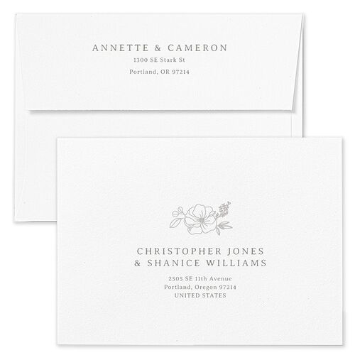 Floral Border Wedding Invitation Envelopes Kraft Shadow Gray Recipient Address Standard Signature