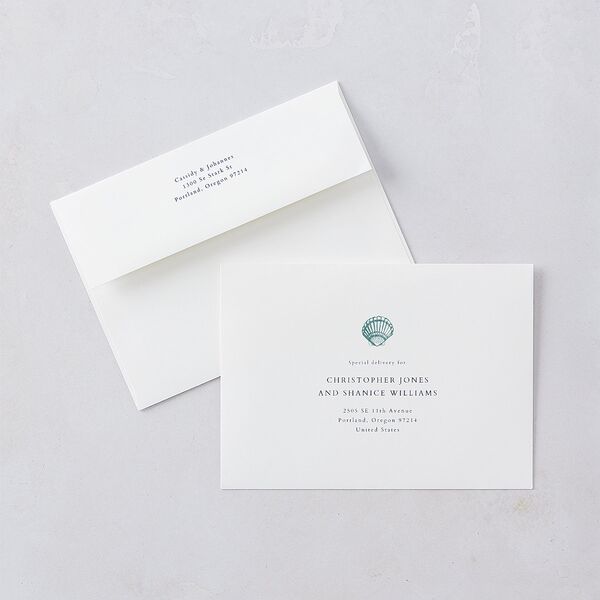 Classic Shell Wedding Invitations Gold Royal Blue Signature Blank No Standard