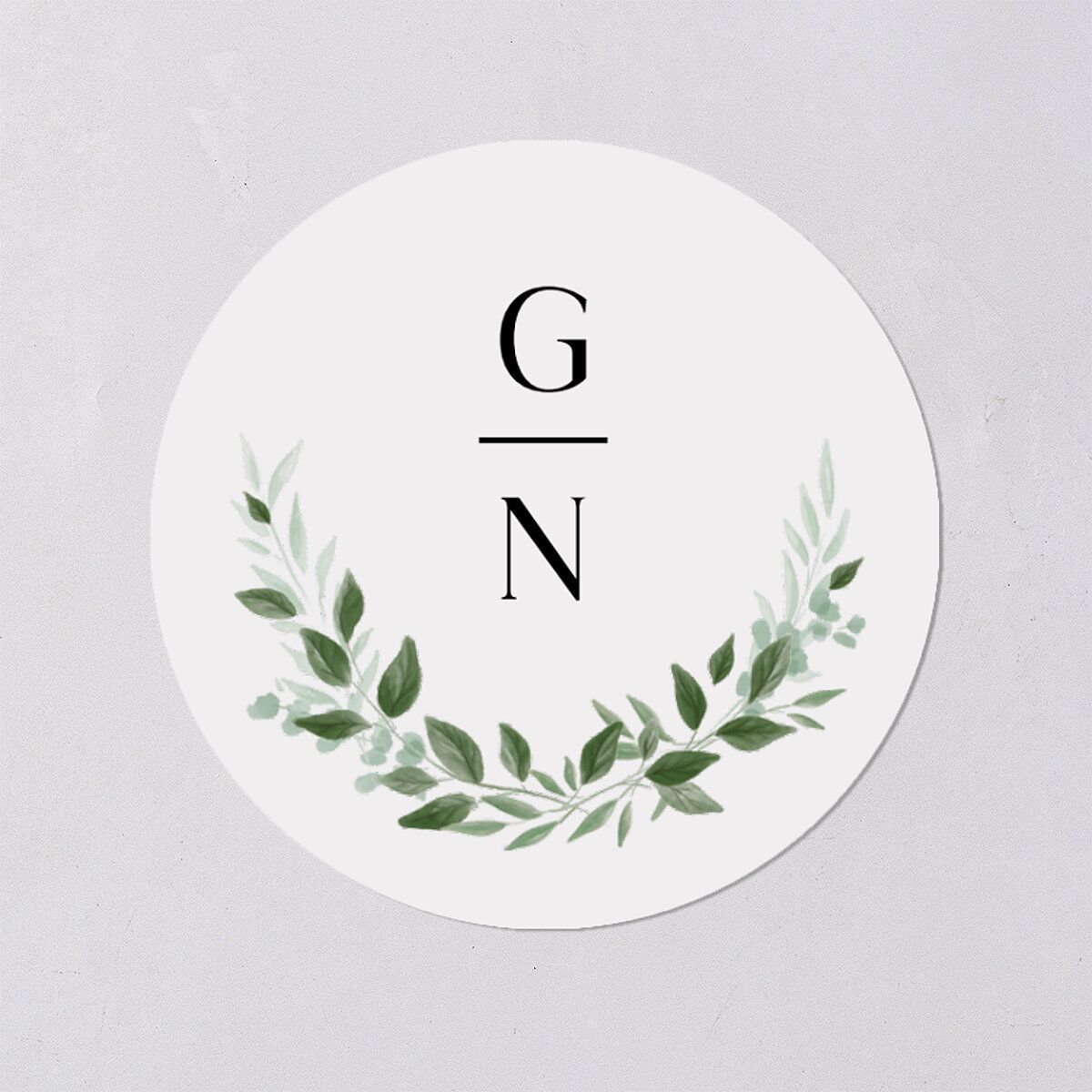 Greenery Frame Wedding Stickers Pure White Circle