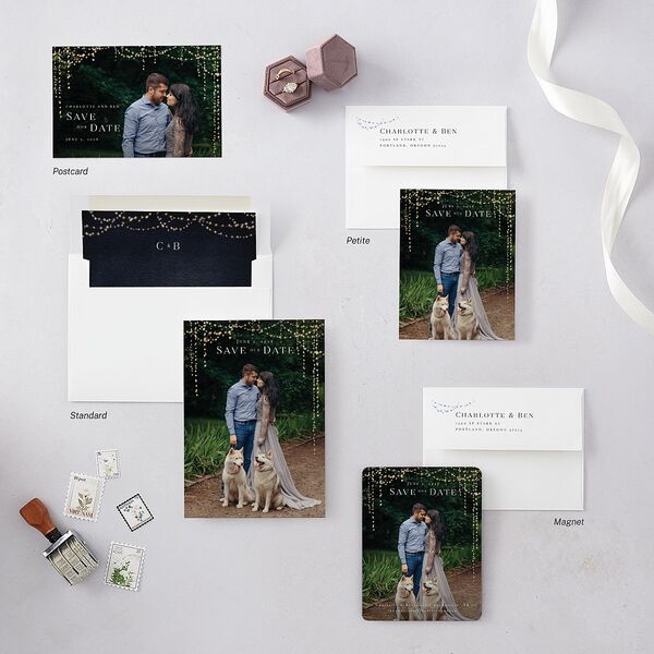 Enchanted Evening Save the Date Postcards Dark Navy