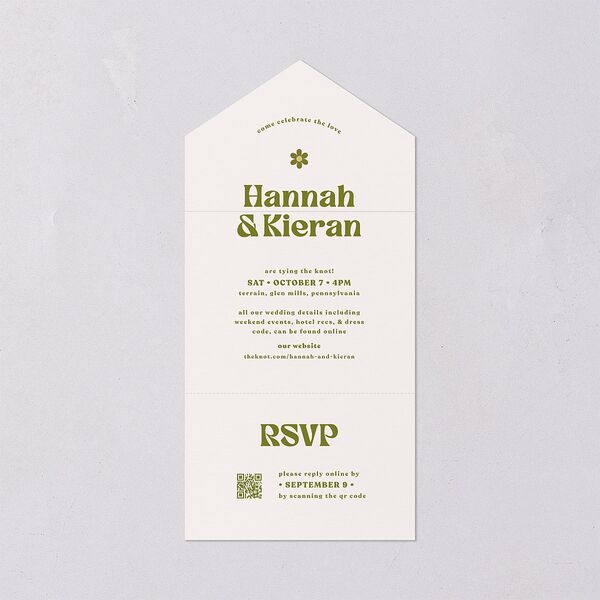 Simple Retro Daisy All-in-One Wedding Invitations Meadow Signature Light Both Recipient and Return Addresses No