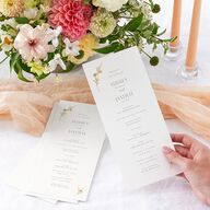 Minimal Wildflower Wedding Programs Gold Off-White Signature