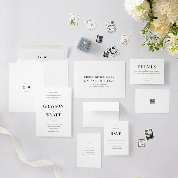 Country Club Wedding Invitations Pure White Signature Blank No