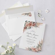 Pampas and Eucalyptus Floral Wedding Invitations Desert Rose Signature Blank No Standard