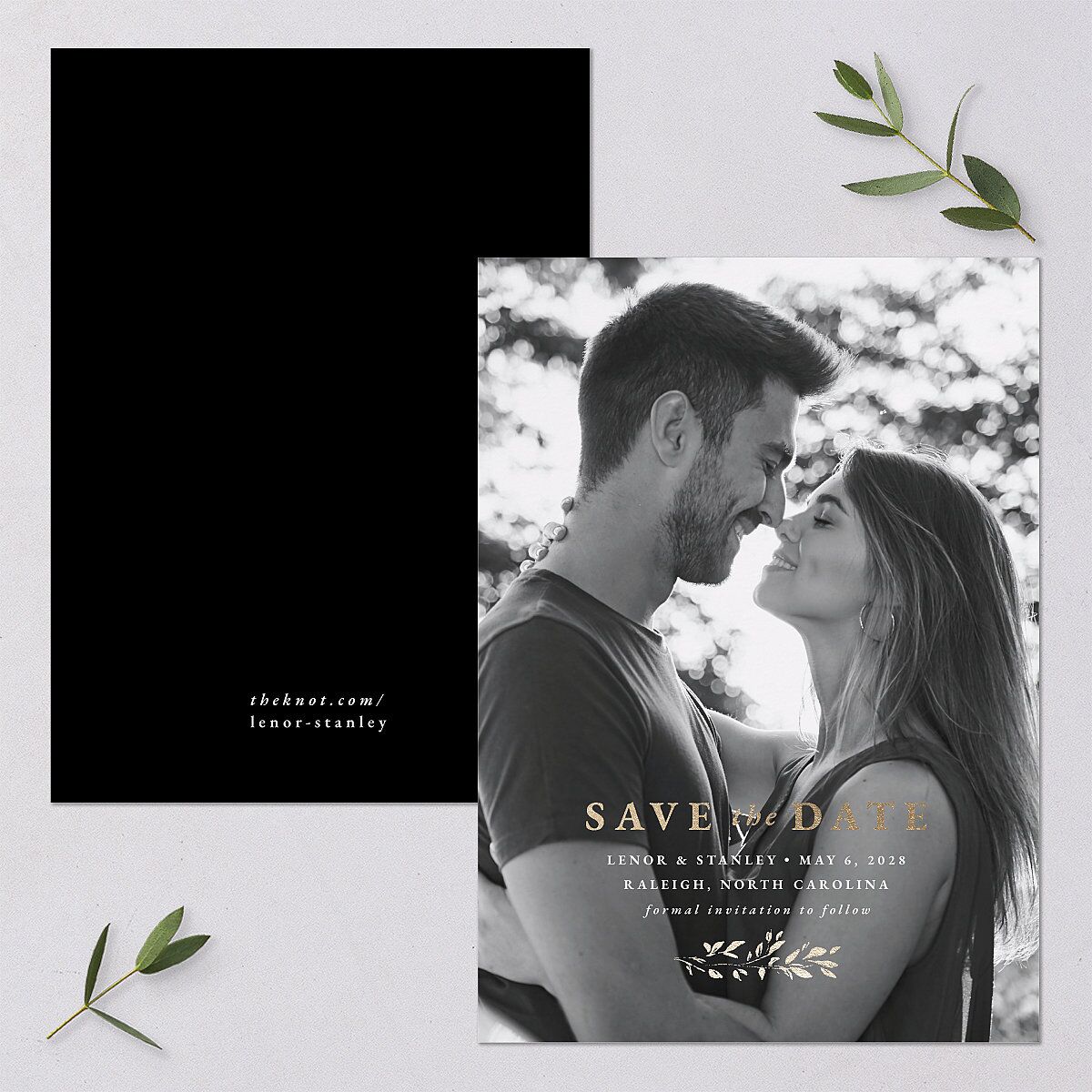 Foliage Accent Save the Date Cards — view 1