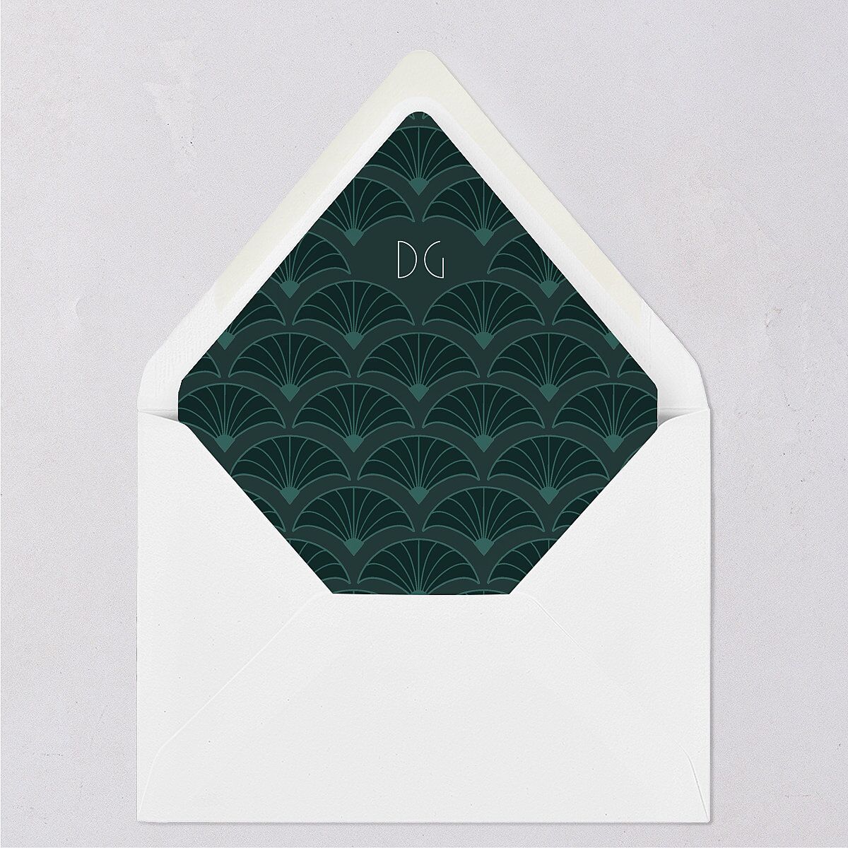 Gatsby Deco Arch Euro Envelope Liners Dark Emerald Luxe