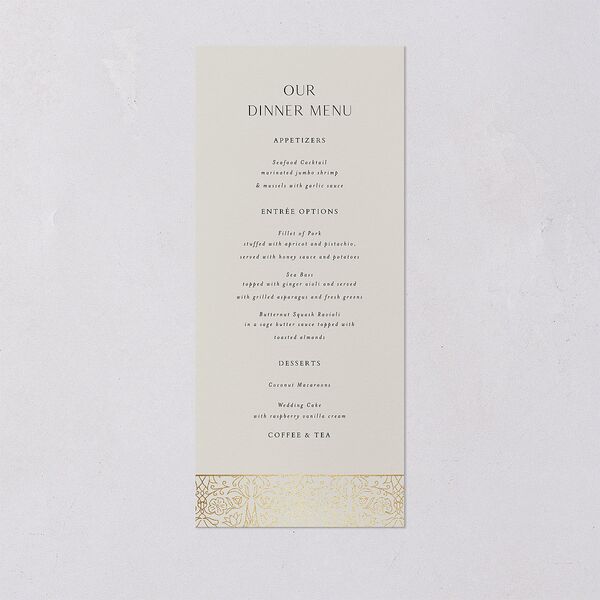 Ornate Regency Menus Gold Bisque Signature
