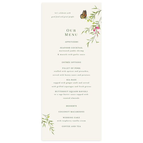 Rustic Butterflies Menus Scottish Green Signature