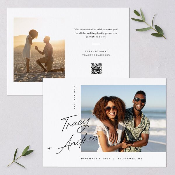 Simply Signed Save the Date Cards Pure White Signature smooth Blank No