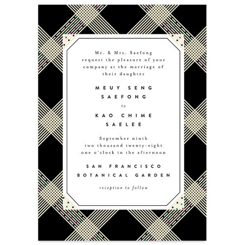 Chinese Lu Mien Wedding Invitations Midnight Signature Blank No Standard