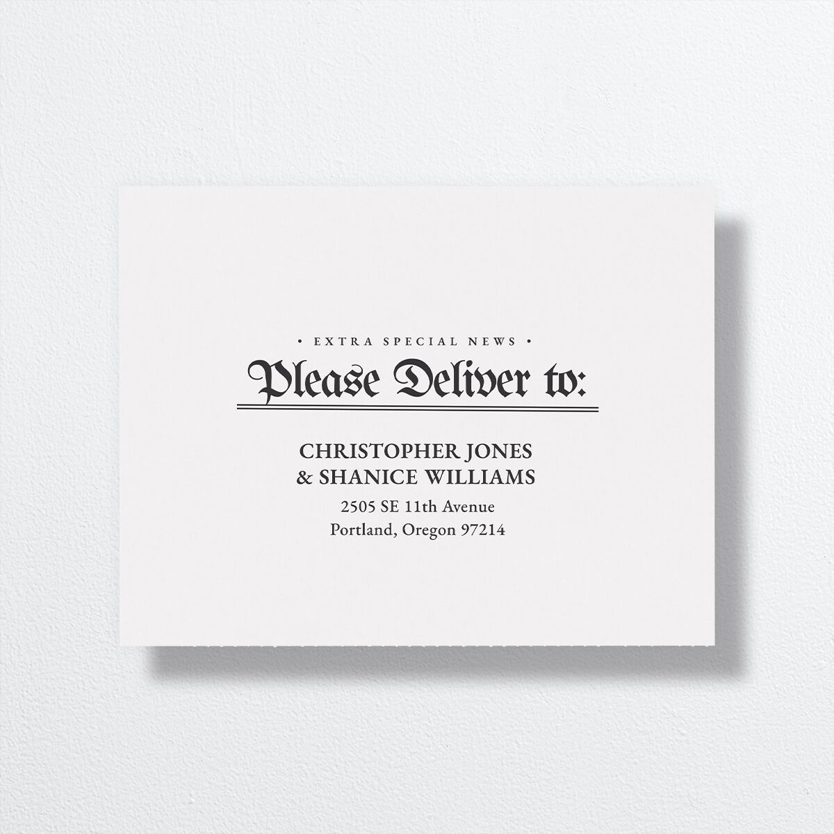 Newspaper All-in-One Wedding Invitations Pure White Signature Light Both Recipient and Return Addresses No