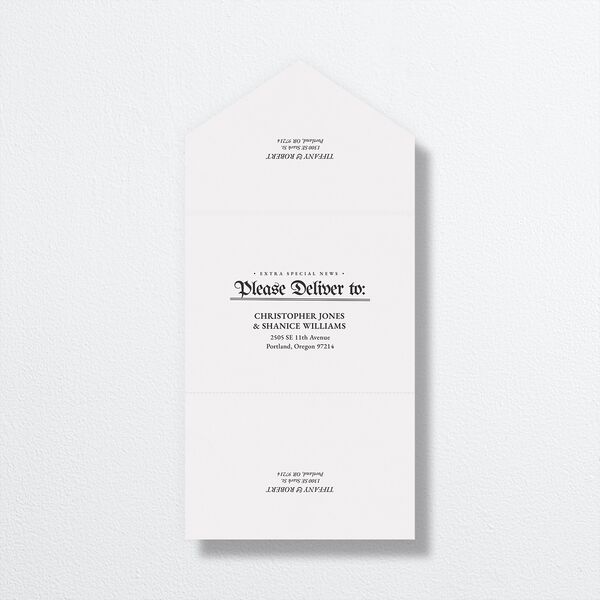 Newspaper All-in-One Wedding Invitations Pure White Signature Light Both Recipient and Return Addresses No