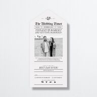 Newspaper All-in-One Wedding Invitations Pure White Signature Light Both Recipient and Return Addresses No