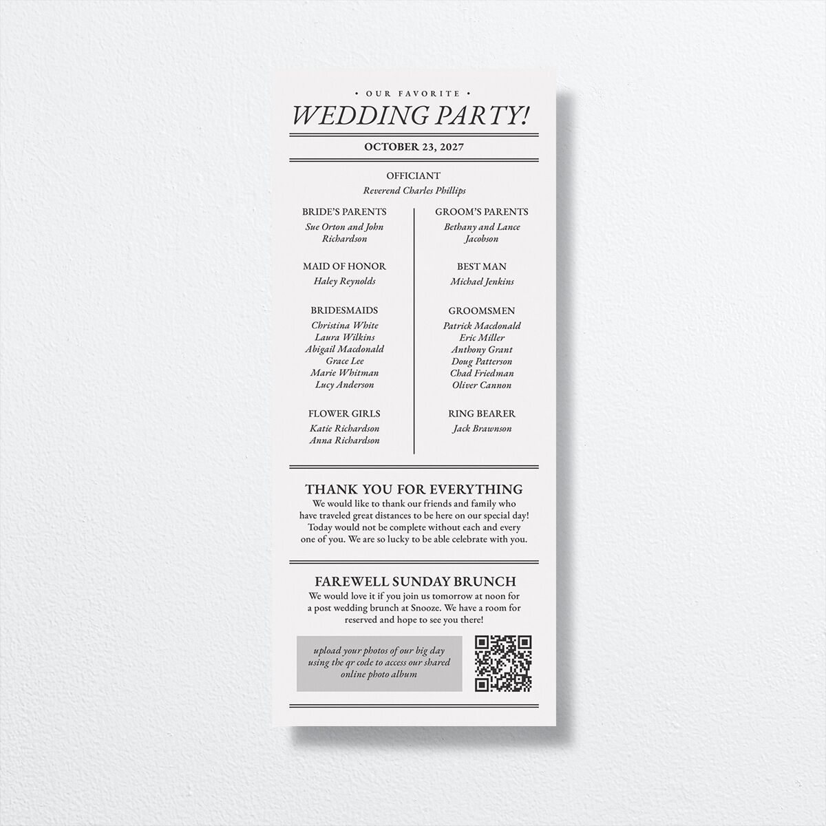 Newspaper Wedding Programs Pure White Signature