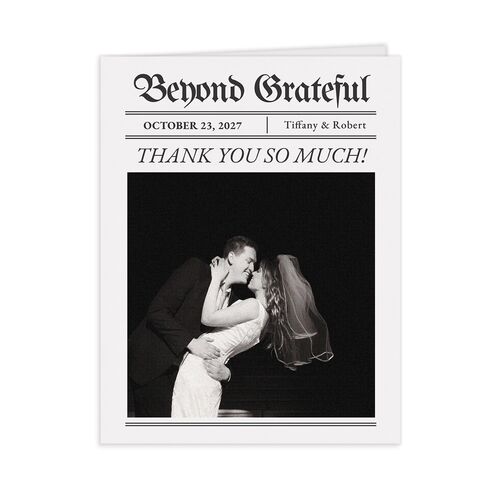 Newspaper Thank You Cards - White