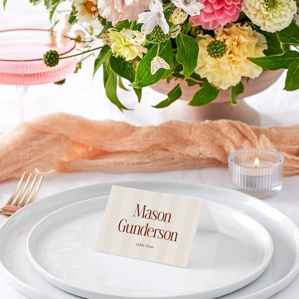 Vintage Romantic Photo Place Cards Copper Signature