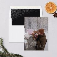 New Years Toast Holiday Cards Gold Licorice Signature Blank Standard Portrait