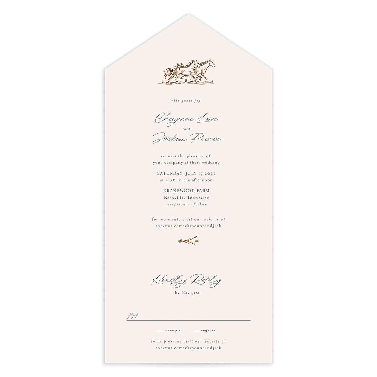 Western Wild Horses All-in-One Wedding Invitations