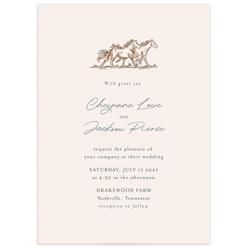 Western Wild Horses Wedding Invitations - Brown