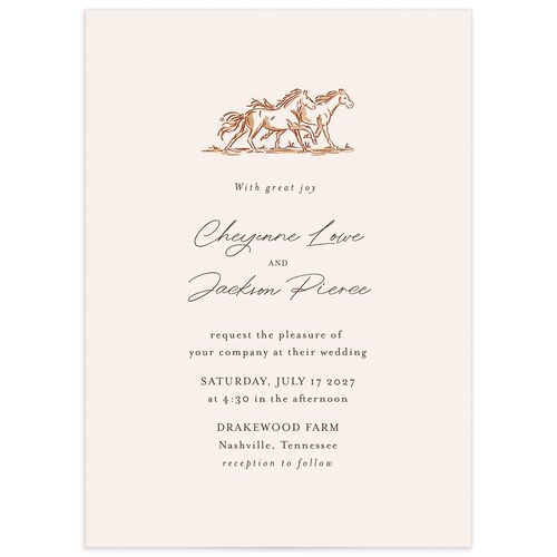 Western Wild Horses Wedding Invitations - Orange