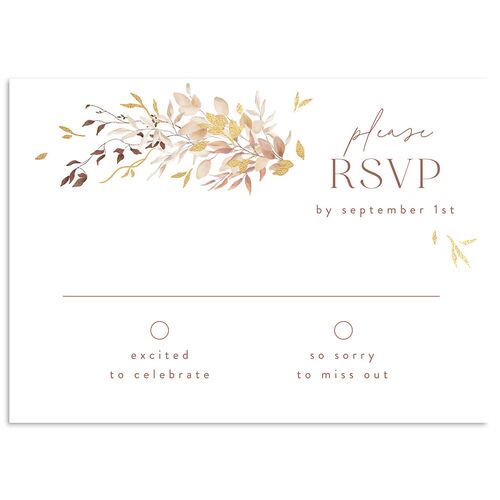 Harvest Crescent Foil Wedding Response Cards Gold Espresso Signature Standard