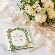 Hawaiian Tropical Monstera Frame Guest Books Scottish Green