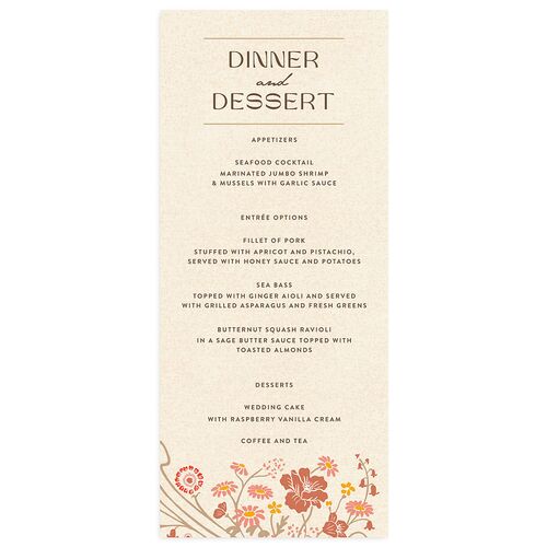 Wildflower Nouveau Menus Mocha Signature