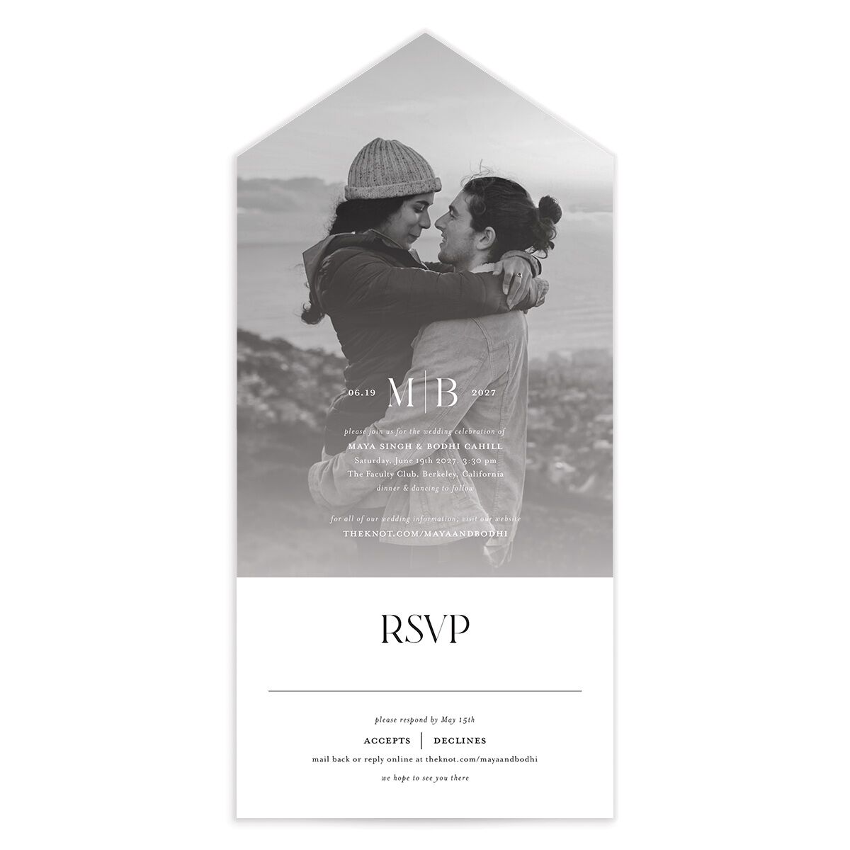 Monogram Portrait All-in-One Wedding Invitations