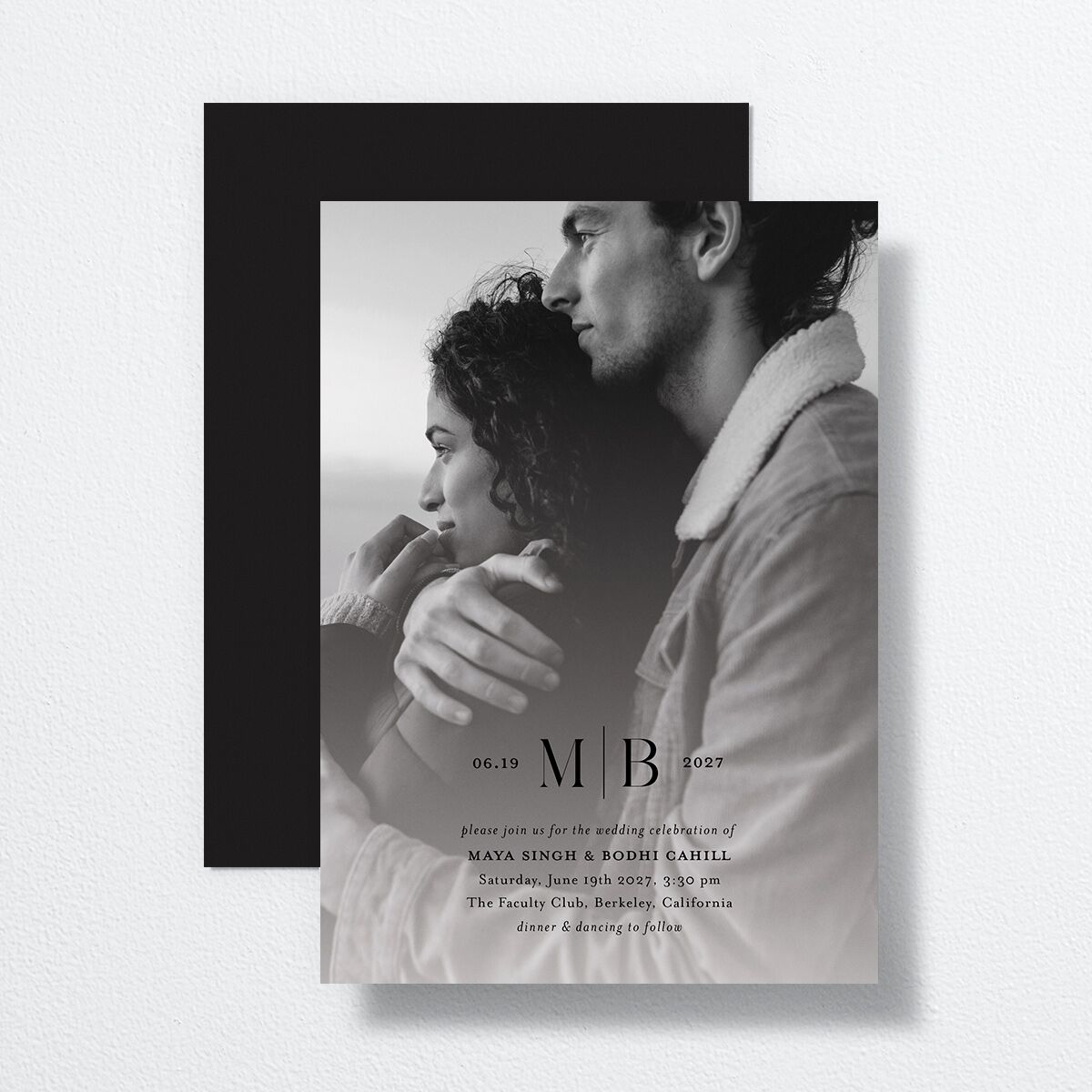 Monogram Portrait Wedding Invitations Midnight Signature No
