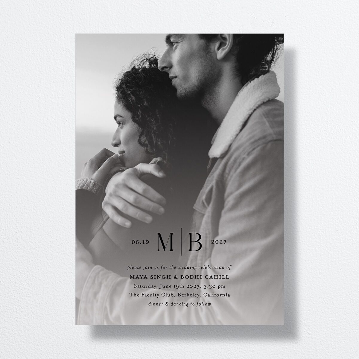 Monogram Portrait Wedding Invitations Midnight Signature No