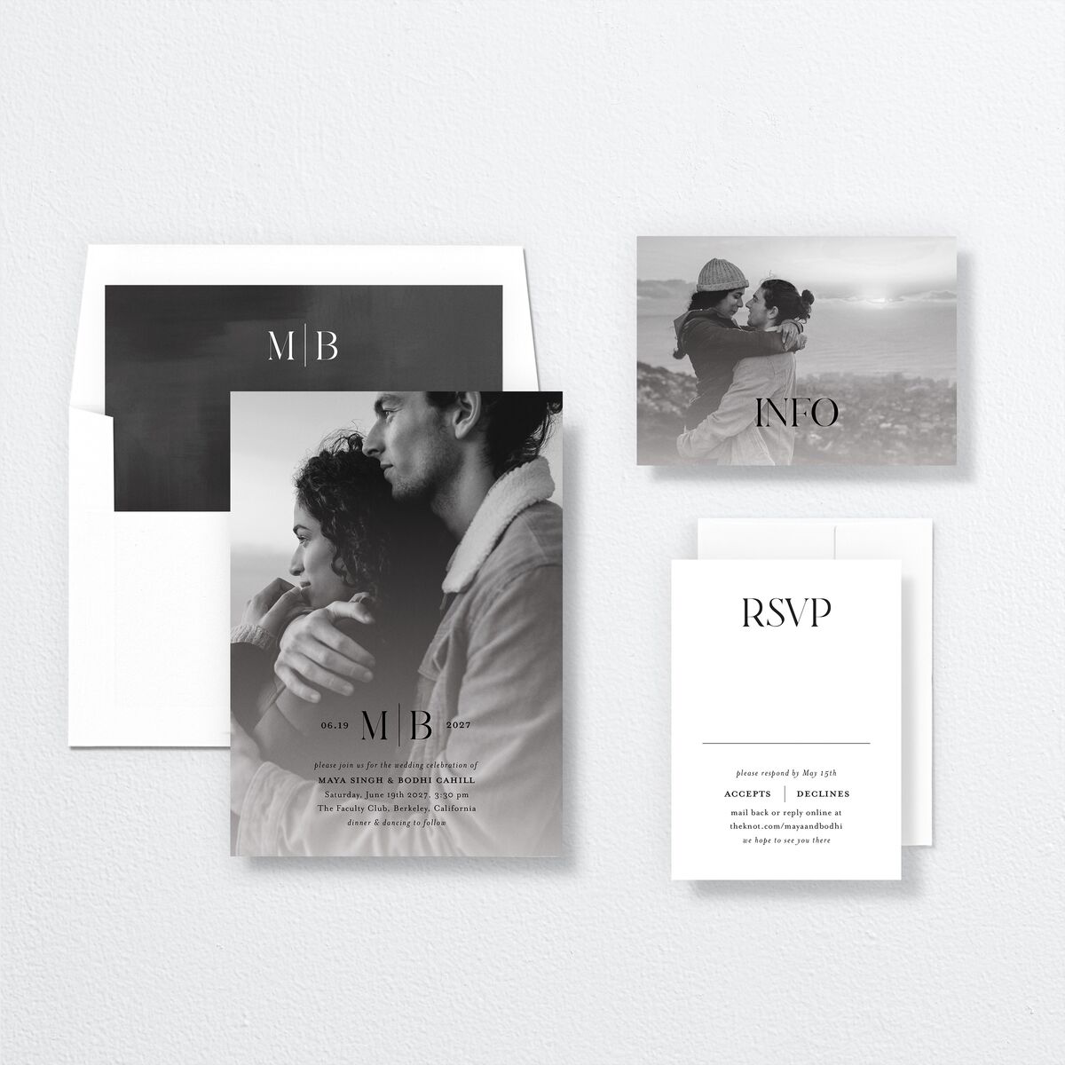 Monogram Portrait Wedding Invitations Midnight Signature No
