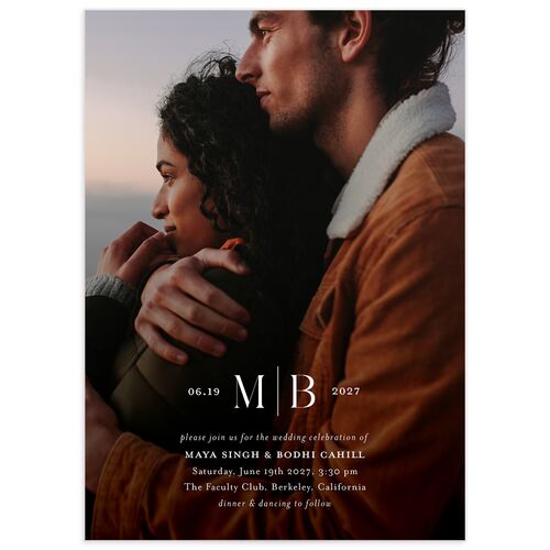 Monogram Portrait Wedding Invitations Bisque Double thick Blank No