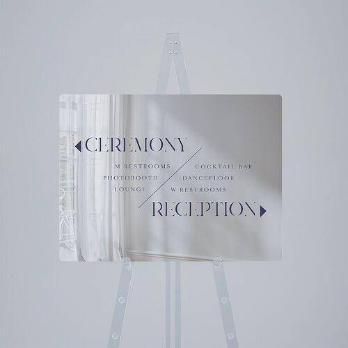 Monogram Slant Mirrored Acrylic Direction Sign Medium Navy Mirrored Acrylic M Direction Standard