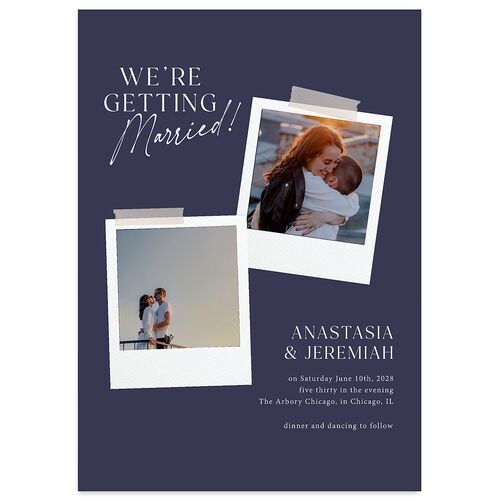 Photo Splash Wedding Invitations Navy Signature Blank No Standard