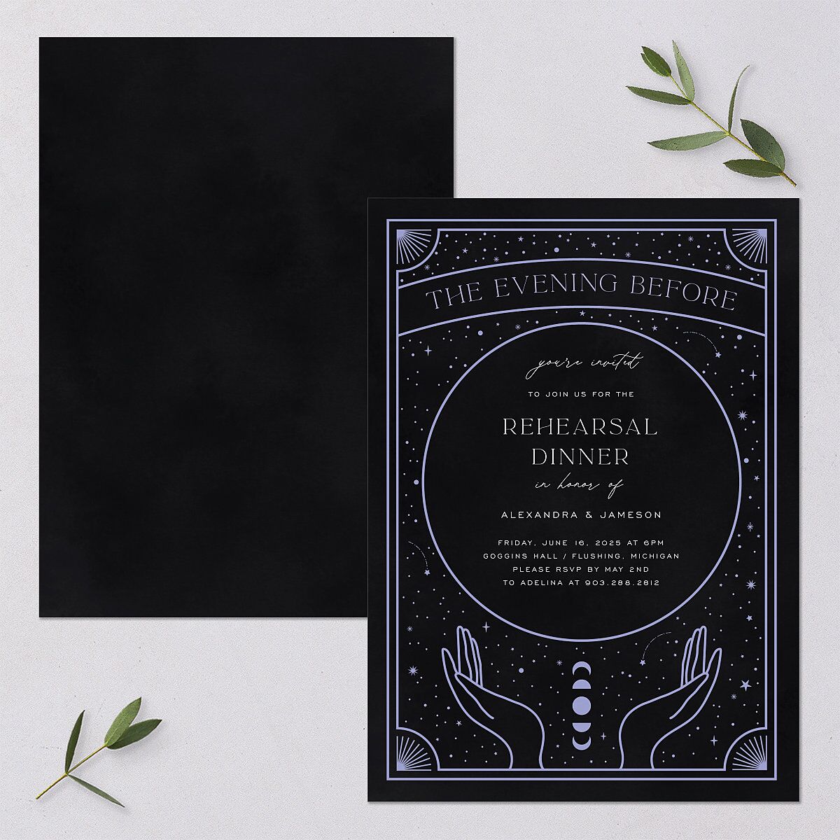 Written In The Stars Rehearsal Dinner Invitations — view 1