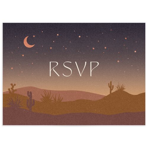 Desert Moon Wedding Response Cards Rose Gold Dark Navy Signature
