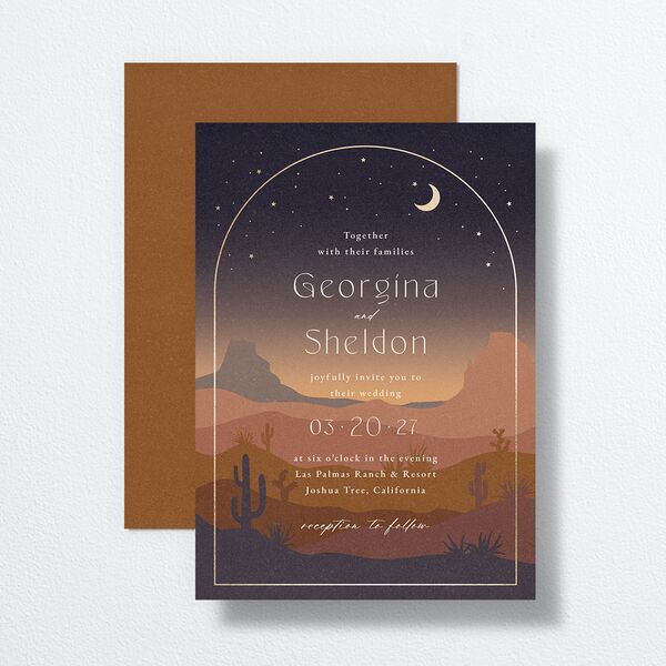 Desert Moon Wedding Invitations Gold Dark Navy Signature No
