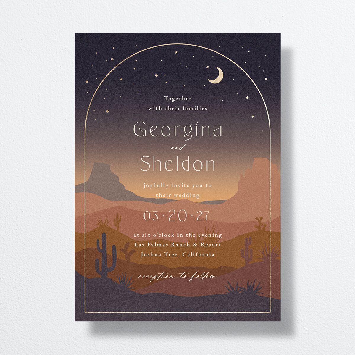 Desert Moon Wedding Invitations Gold Dark Navy Signature No