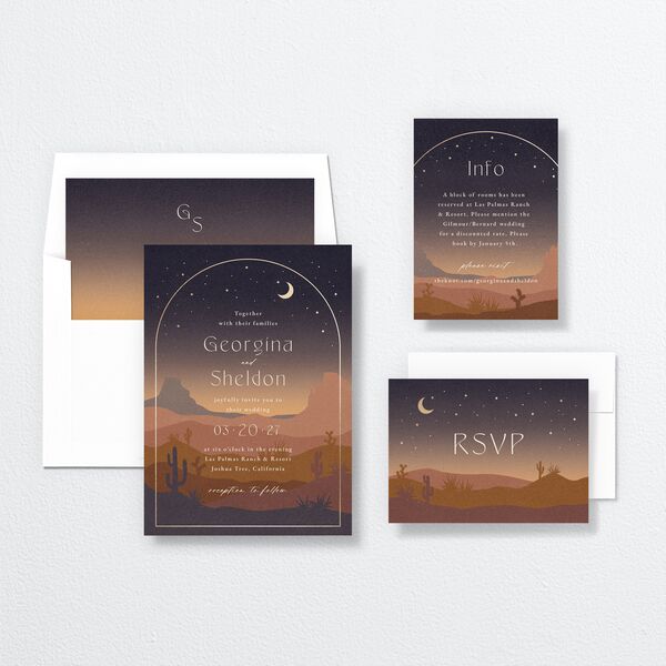 Desert Moon Wedding Invitations Gold Dark Navy Signature No