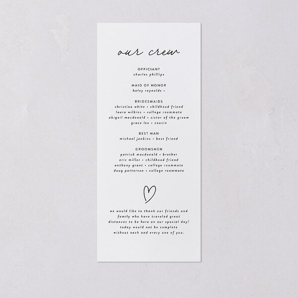 Elegant Heart Wedding Programs Pure White Signature