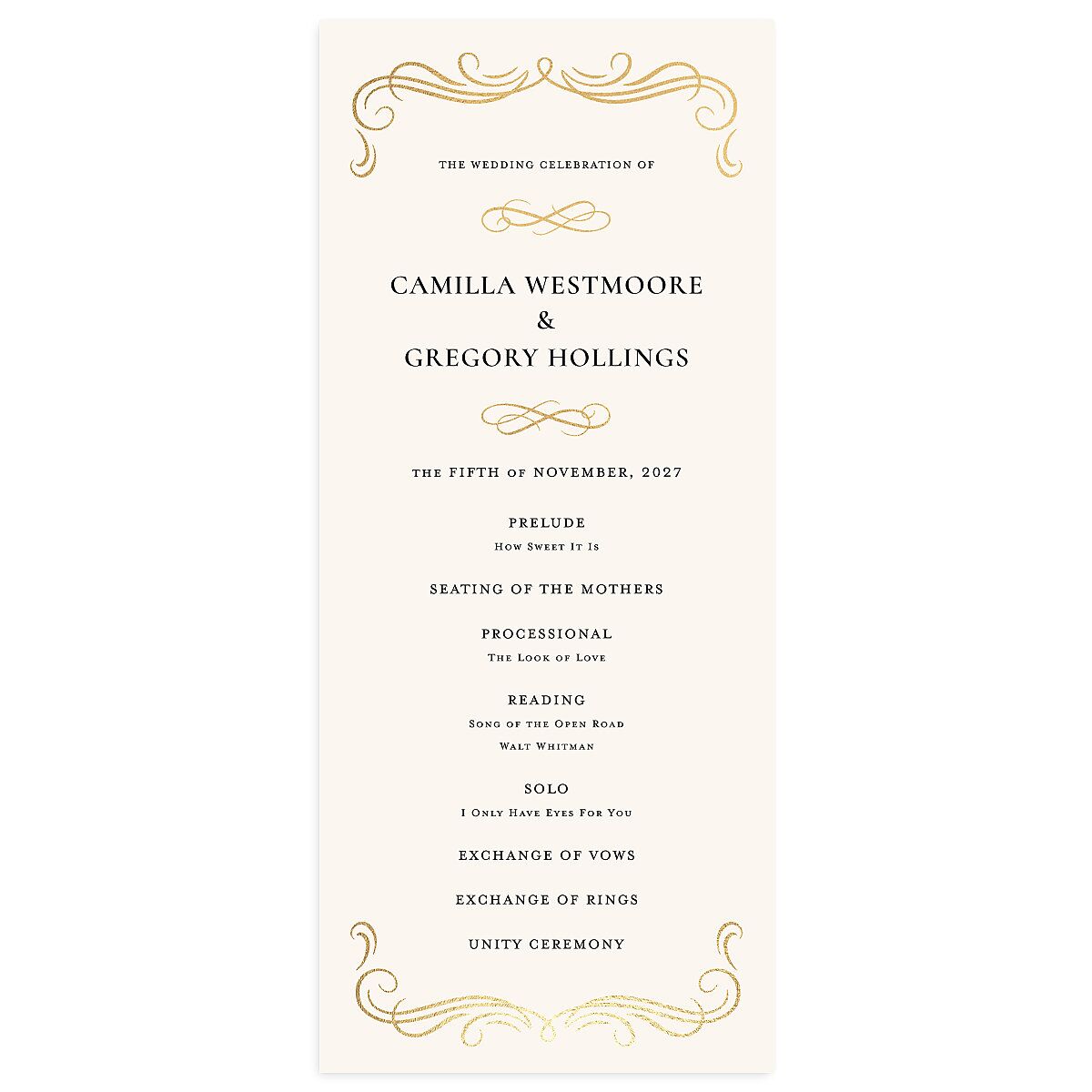 Antique Fairytale Wedding Programs