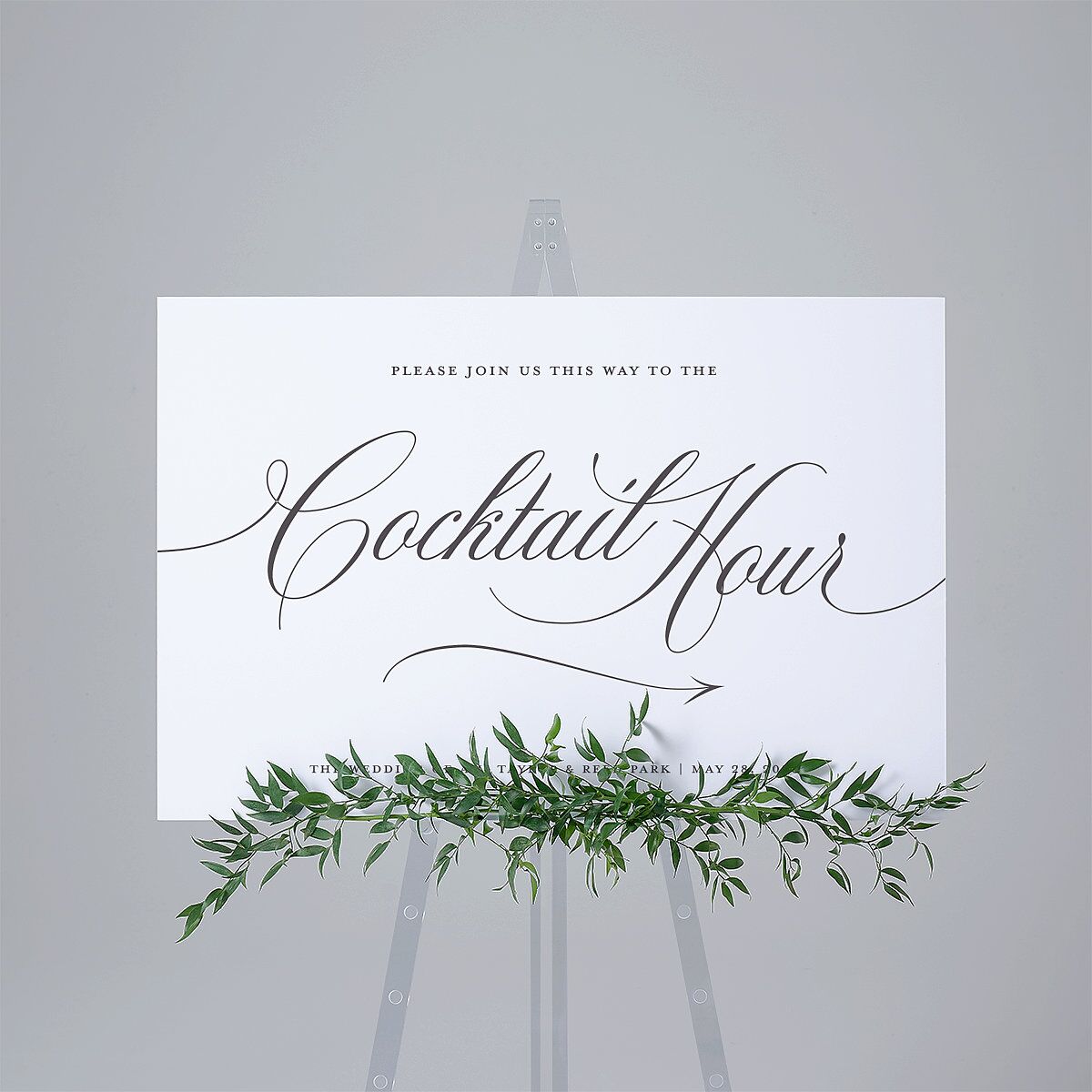 Grand Calligraphy Standard Direction Sign Large Medieval Grey Standard Indoor Foam Core L Direction