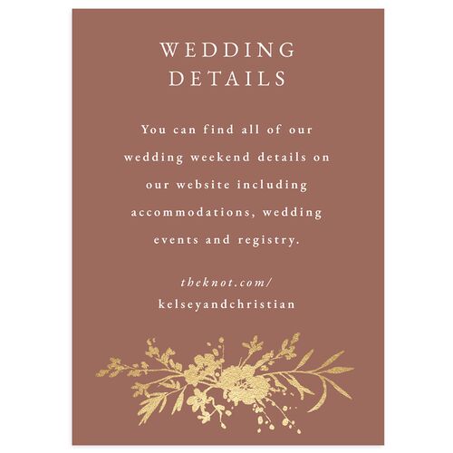 Gilded Wildflower Wedding Event Detail Cards Gold Espresso Signature