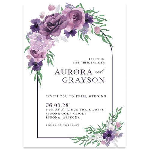Bohemian Arch Wedding Invitations Plum Signature Blank No