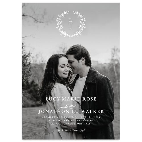 Branches Monogram Wedding Invitations Sepia Signature Blank No Standard