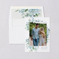 In Bloom Save The Date Cards Moody Blue Signature smooth Blank No Standard