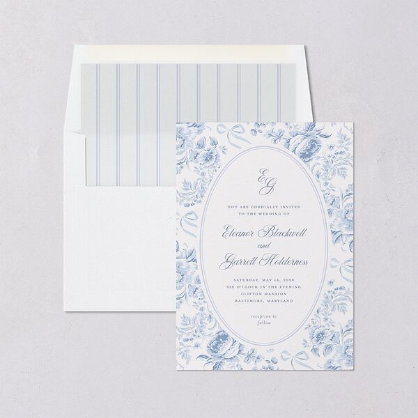 Vintage French Floral Toile Envelope Liners Dusty Blue Standard