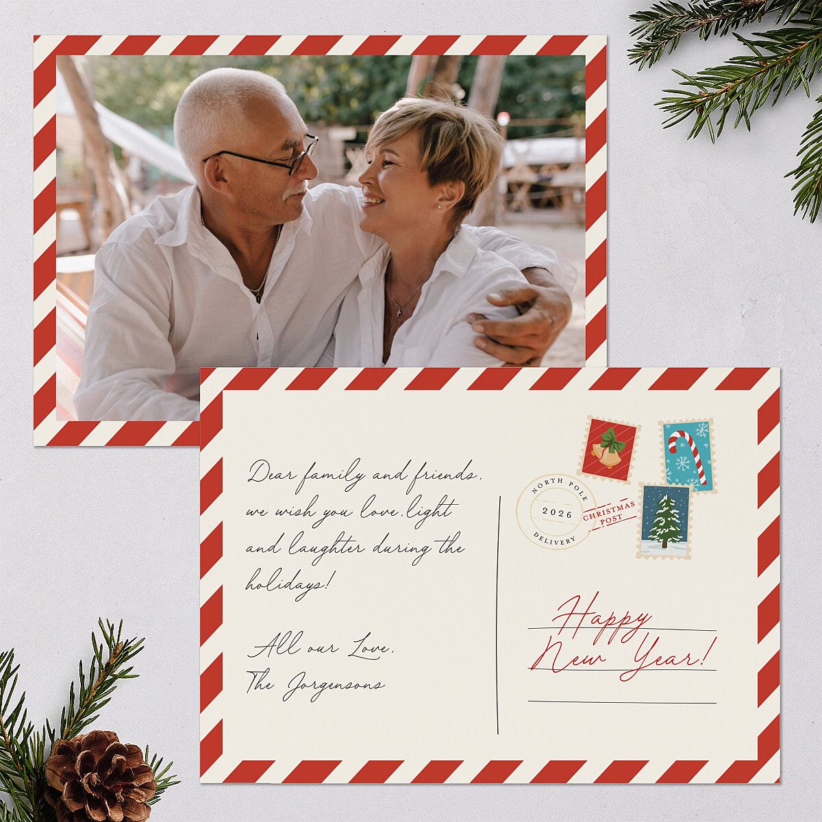 Christmas Post Holiday Cards True Red Signature Blank Landscape Standard
