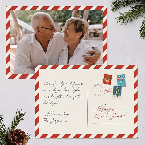 Christmas Post Holiday Cards True Red Signature Blank Landscape Standard